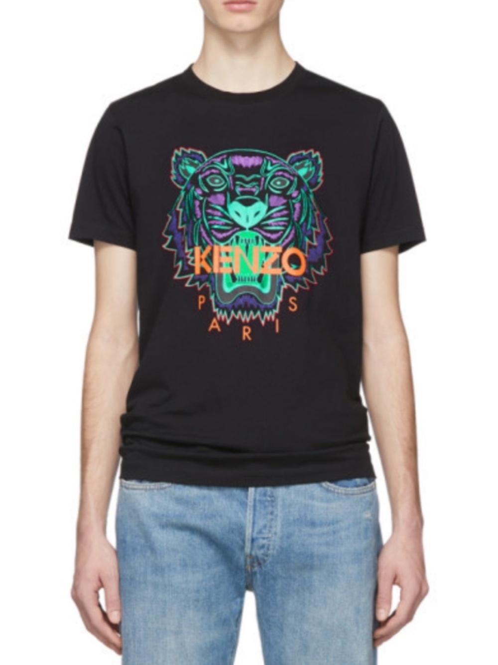 Kenzo Paris Black Limited Edition Holiday Tiger Cotton T-Shirt Size Medium